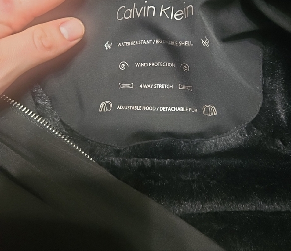 Calvin Klein Woman's Black Puffer Jacket with Faux Fur Hood - Picture 2 of 2